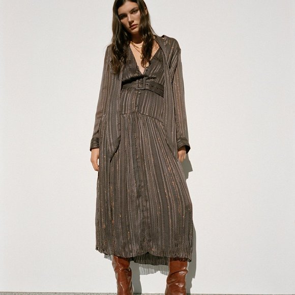 Zara Belted Printed Dress - Picture 2 of 8